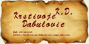 Krstivoje Dabulović vizit kartica